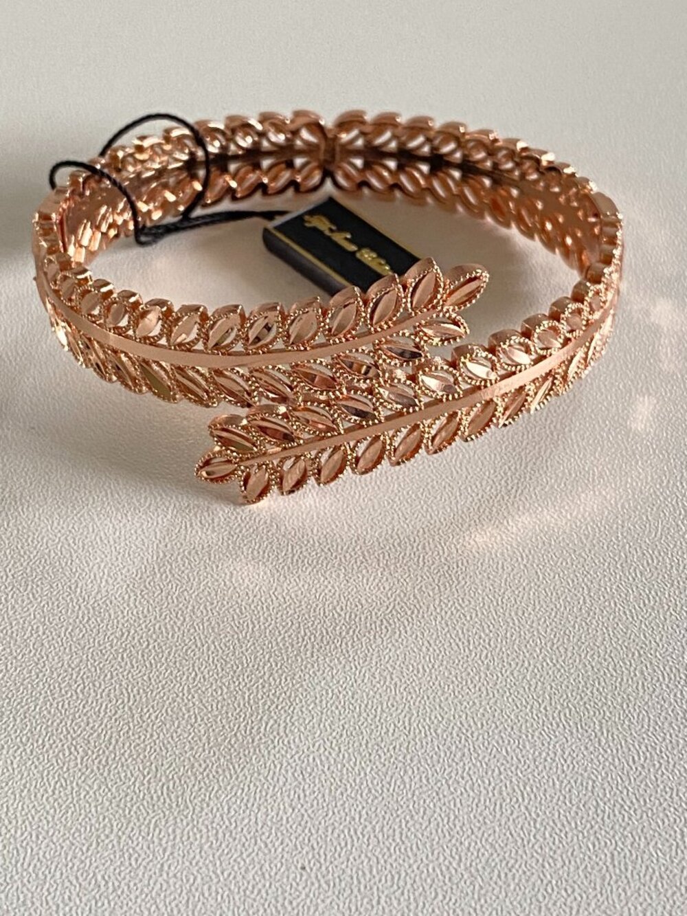 Fifth Avenue Rose Gold Leaf Bypass Sparkly Cuff Bracelet NWT 7.5